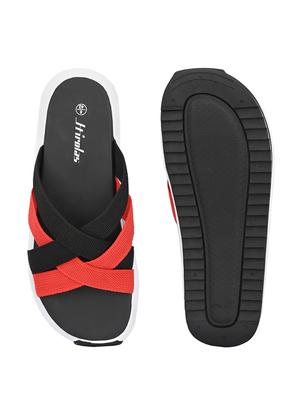black fabric slip on slippers - 18076181 - Standard Image - 4