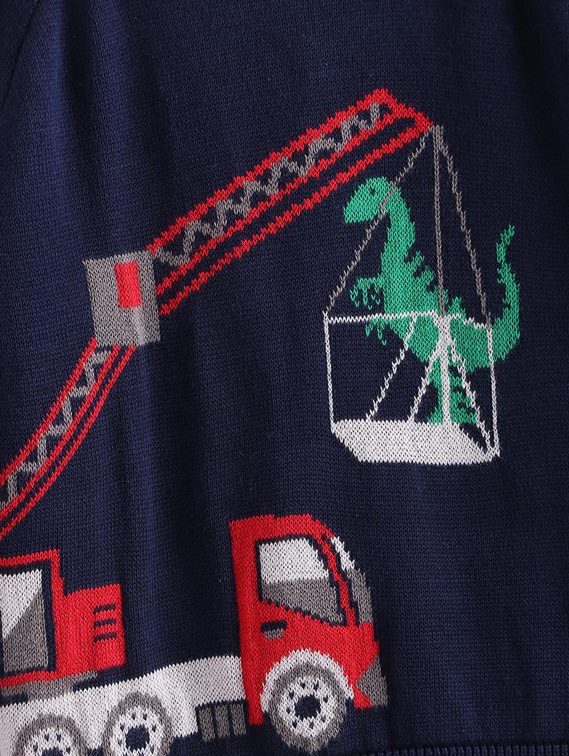 navy blue self design sweater - 18076360 - Zoom Image - 3