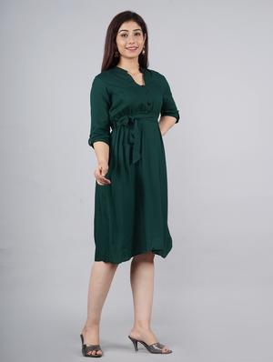 green rayon drop waist dress - 18076417 - Standard Image - 2