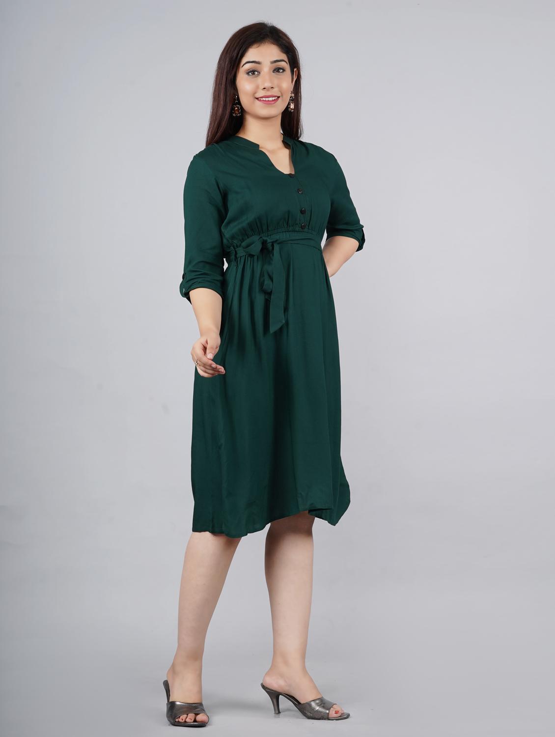 green rayon drop waist dress - 18076417 - Zoom Image - 2