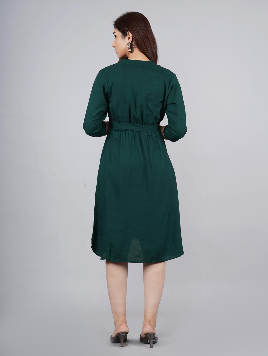 green rayon drop waist dress - 18076417 - Zoom Image - 3