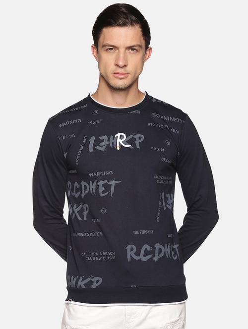 navy blue front printed sweatshirt - 18077171 - Standard Image - 1