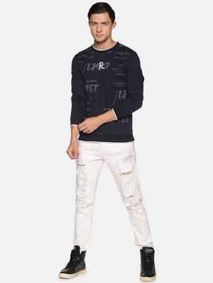 navy blue front printed sweatshirt - 18077171 - Standard Image - 4