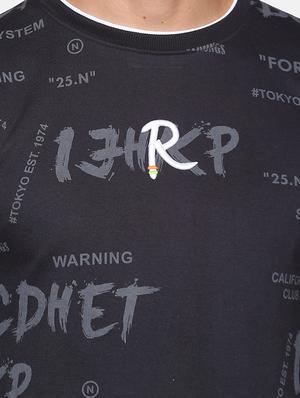 navy blue front printed sweatshirt - 18077171 - Standard Image - 5