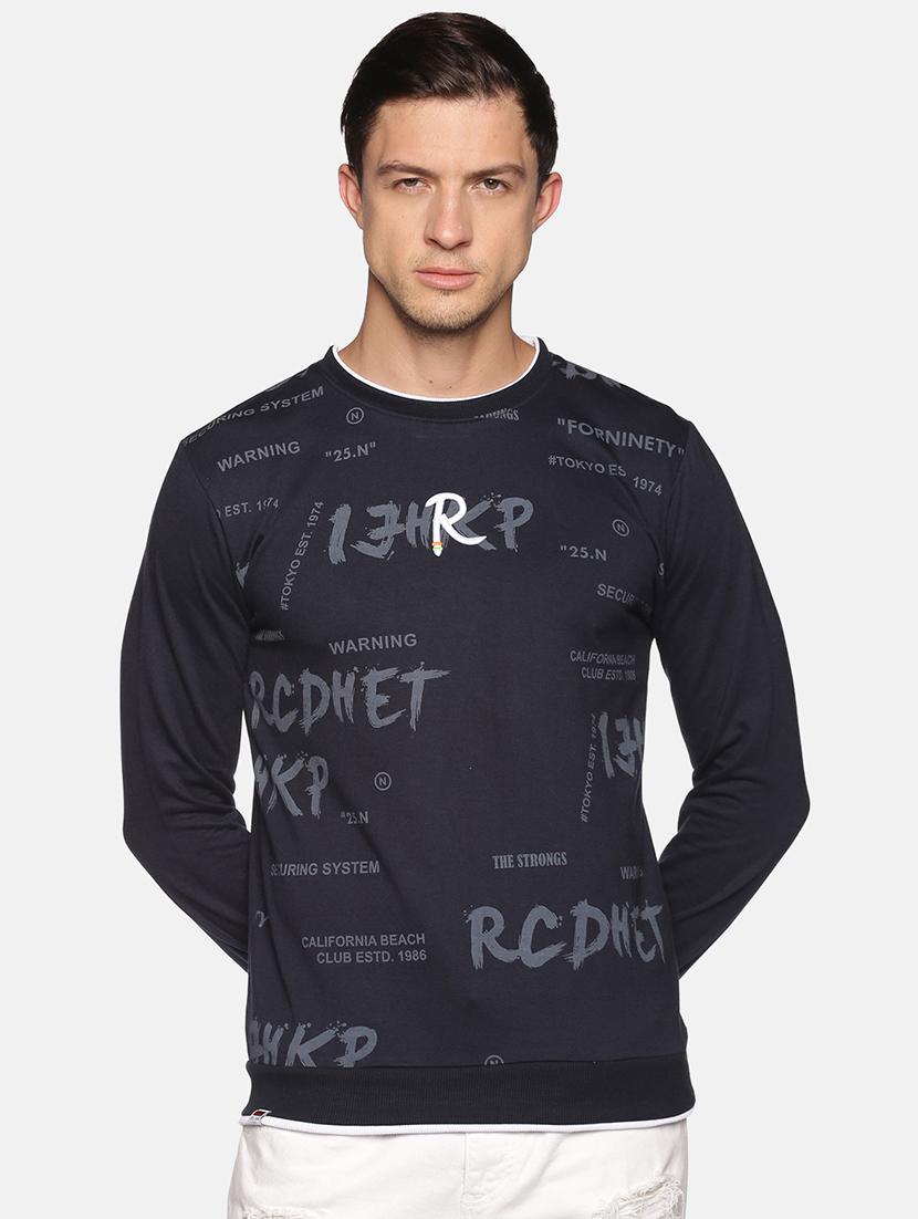 navy blue front printed sweatshirt - 18077171 - Zoom Image - 1