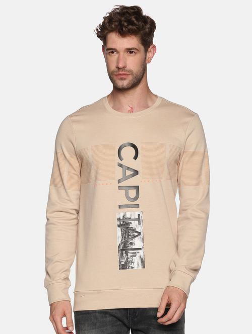 beige chest printed sweatshirt - 18077200 - Standard Image - 1