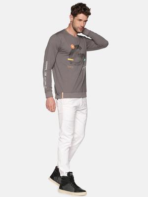 taupe chest printed sweatshirt - 18077238 - Standard Image - 4