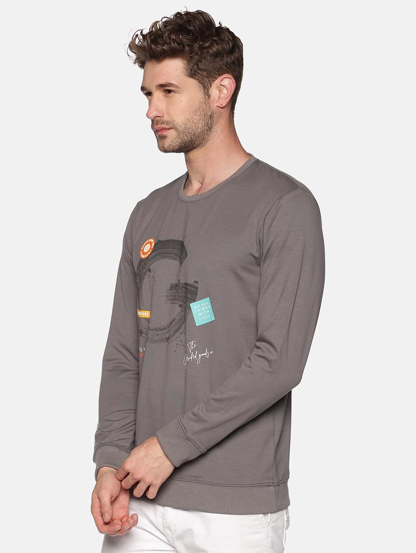 taupe chest printed sweatshirt - 18077238 - Zoom Image - 2