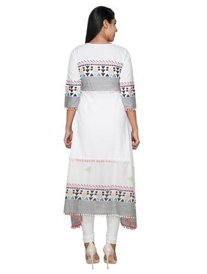 geometric print asymmetric kurta - 18079406 - Standard Image - 3