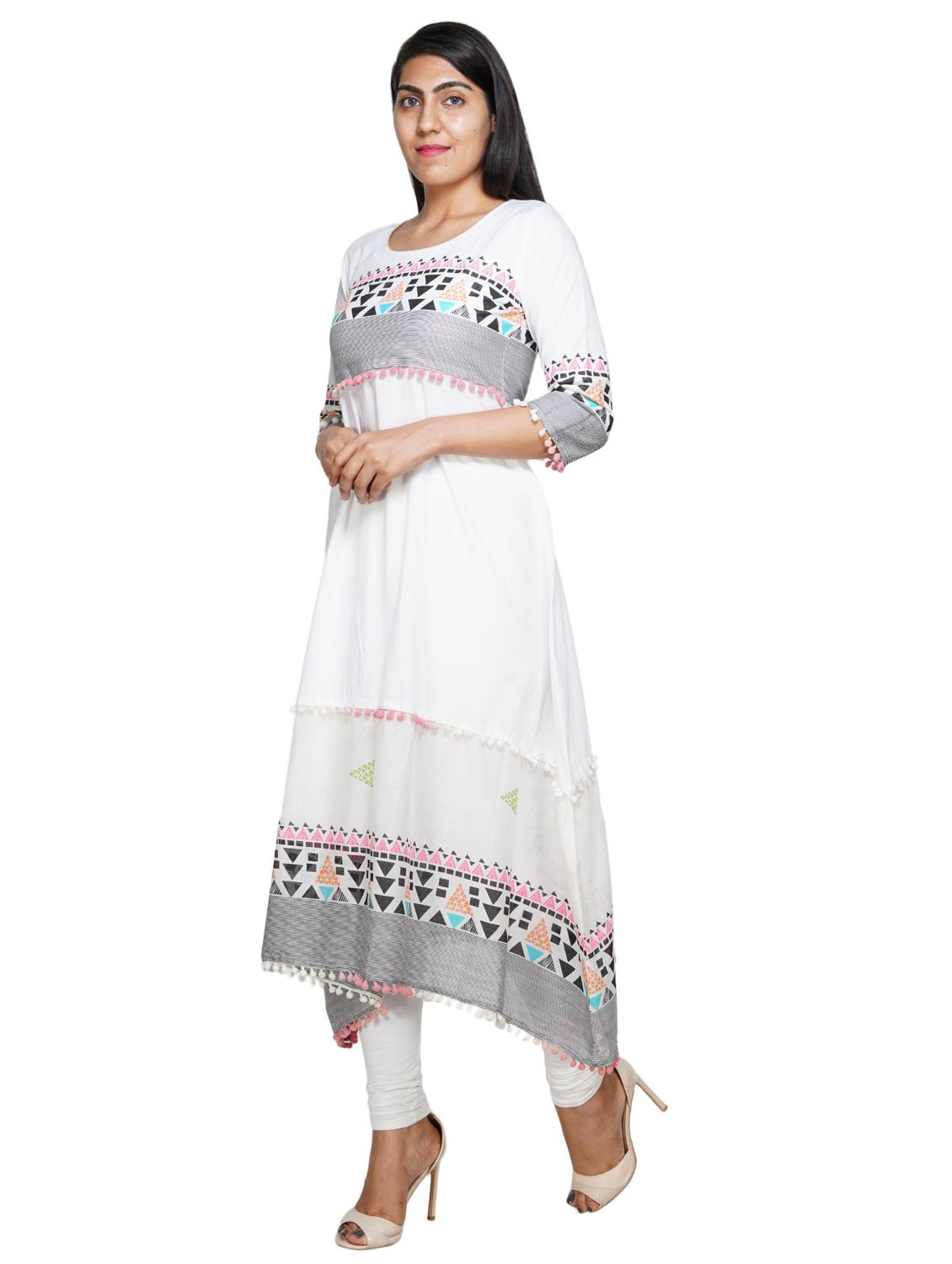 geometric print asymmetric kurta - 18079406 - Zoom Image - 2