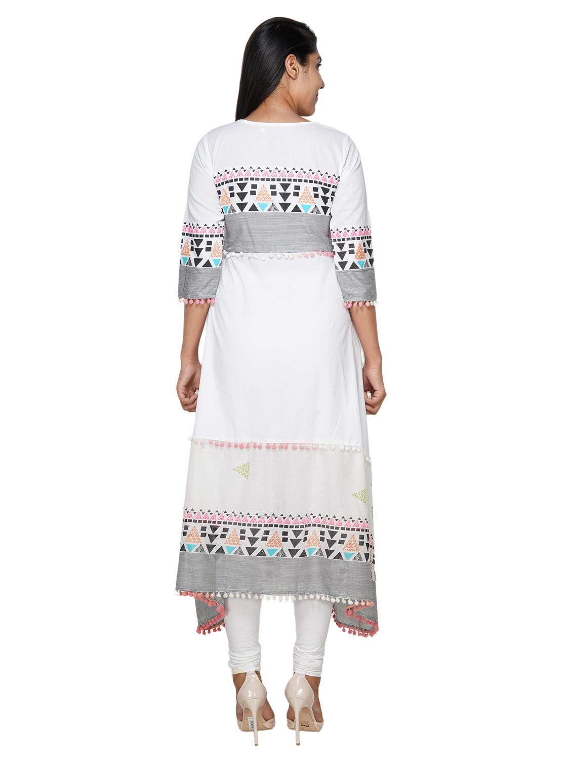 geometric print asymmetric kurta - 18079406 - Zoom Image - 3