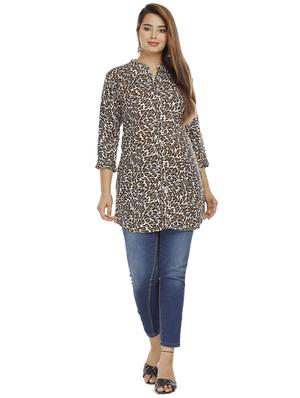 brown cotton straight kurta - 18079440 - Standard Image - 4