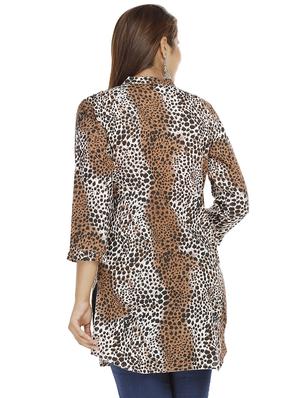 brown cotton straight kurta - 18079441 - Standard Image - 3
