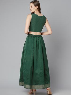 green cotton skirt top set - 18079725 - Standard Image - 3