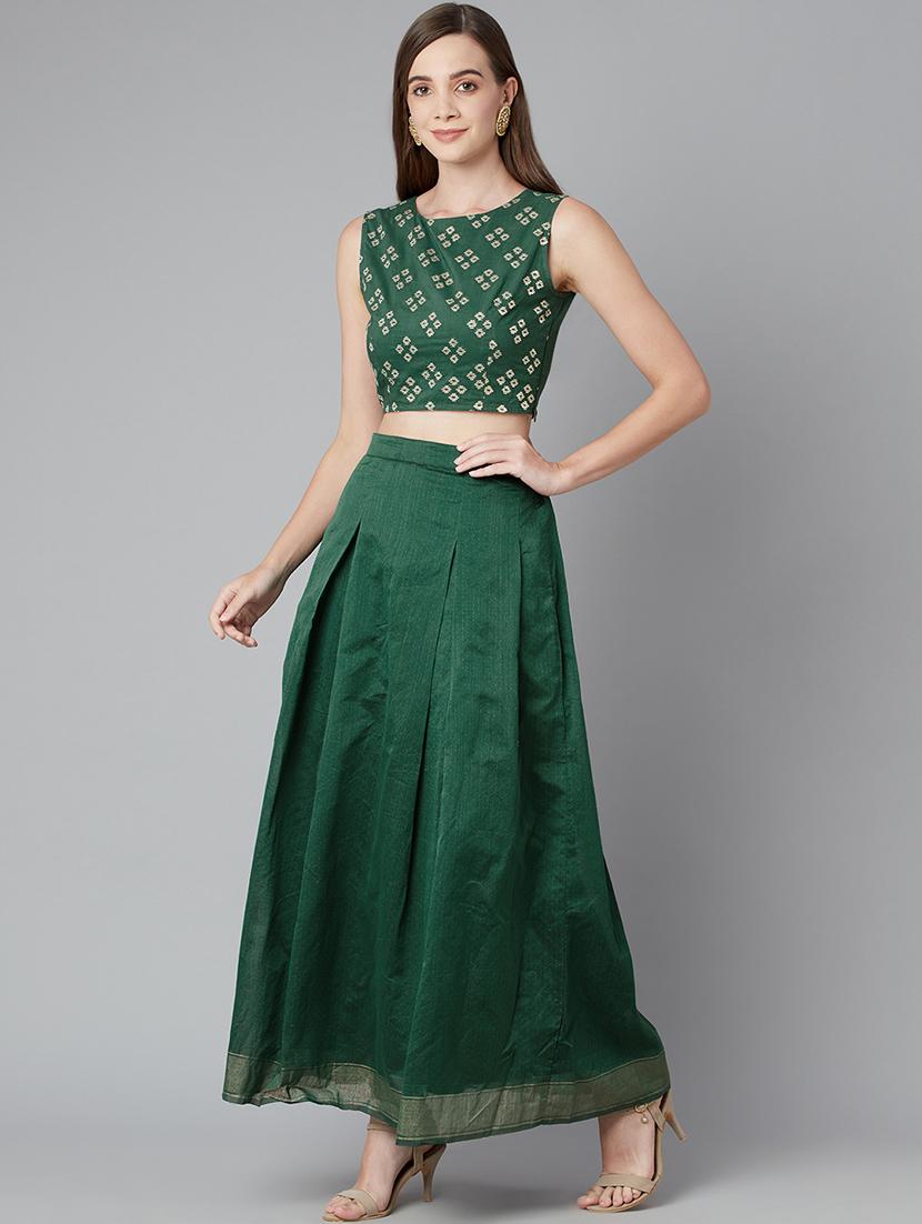 green cotton skirt top set - 18079725 - Zoom Image - 2