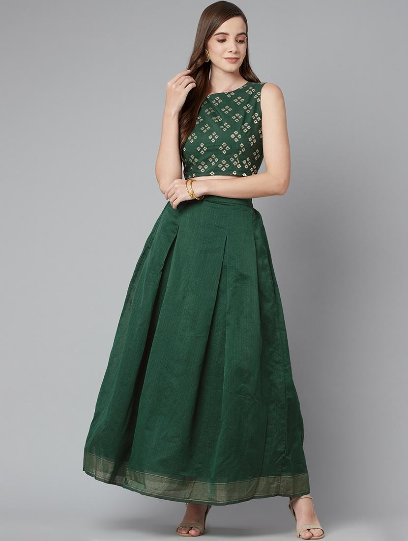 green cotton skirt top set - 18079725 - Zoom Image - 4