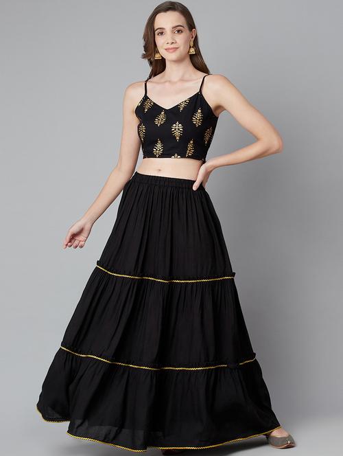 black rayon skirt top set - 18079726 - Standard Image - 1