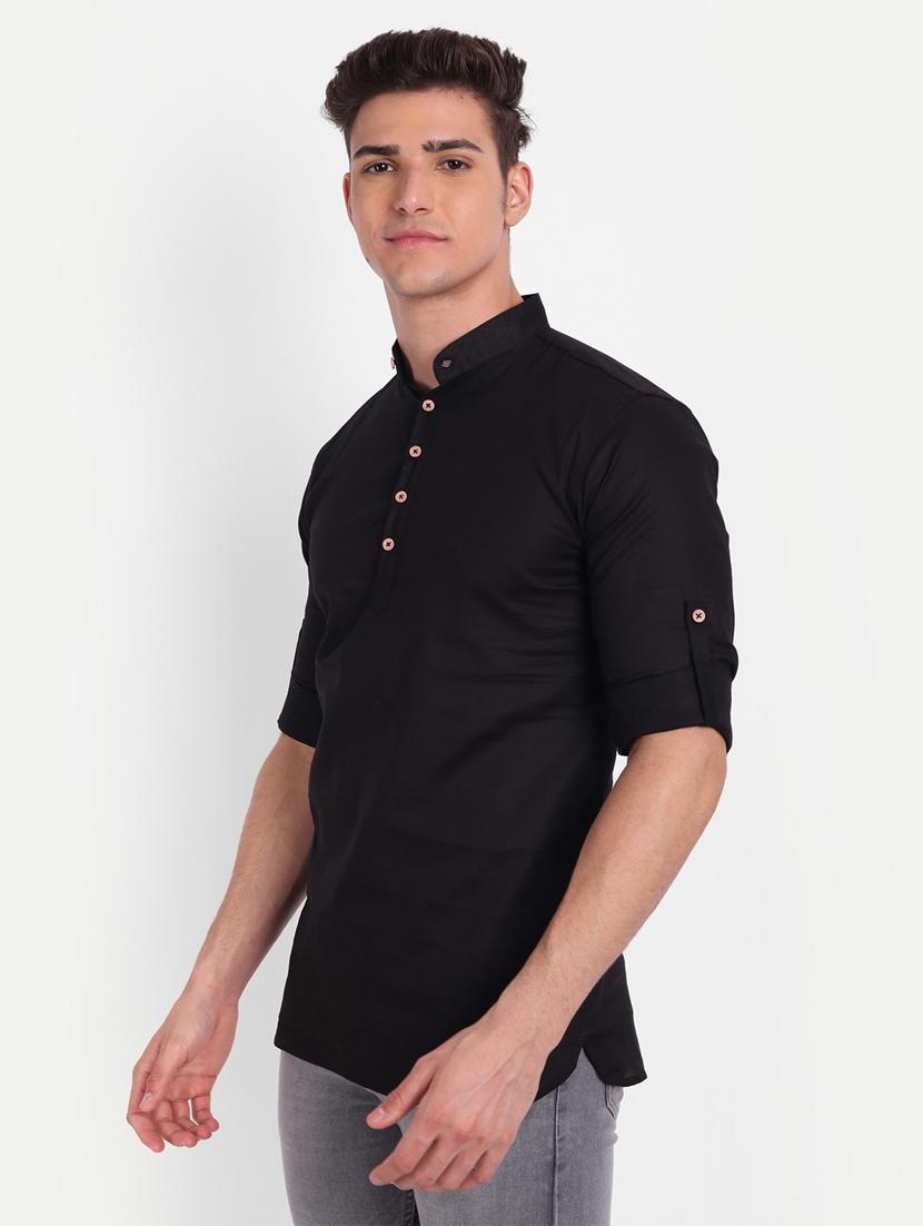 black solid kurta - 18079837 - Zoom Image - 2