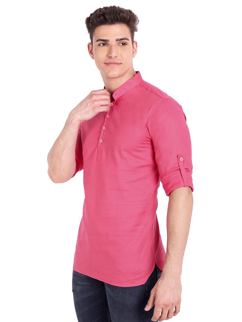 pink solid short kurta - 18079838 - Zoom Image - 2