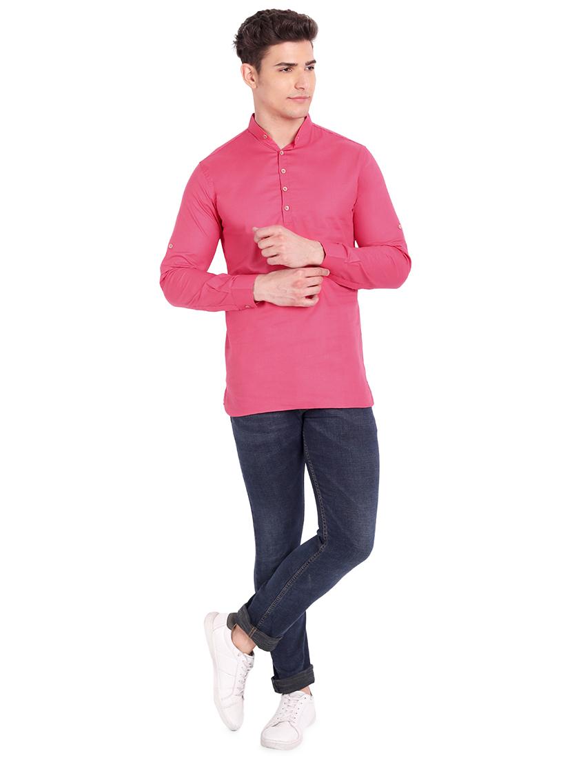 pink solid short kurta - 18079838 - Zoom Image - 4