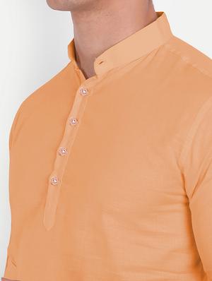 peach solid kurta - 18079843 - Standard Image - 4