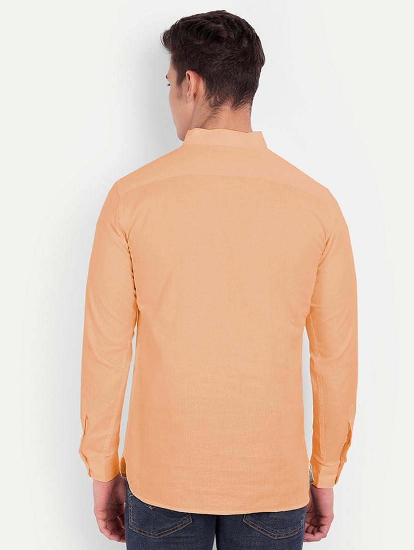 peach solid kurta - 18079843 - Zoom Image - 2