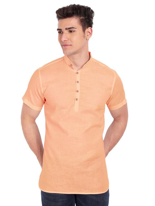 orange solid short kurta - 18079863 - Standard Image - 1