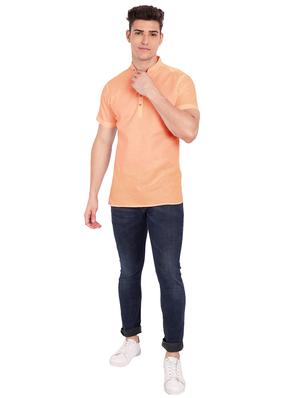 orange solid short kurta - 18079863 - Standard Image - 4
