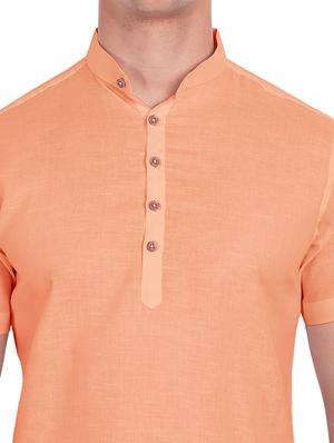 orange solid short kurta - 18079863 - Standard Image - 5