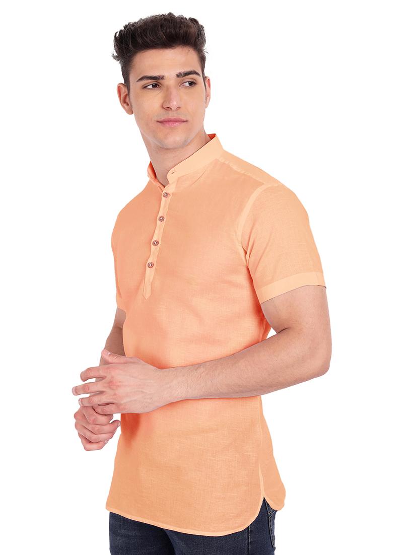orange solid short kurta - 18079863 - Zoom Image - 2