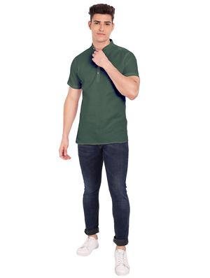 green solid short kurta - 18079865 - Standard Image - 4