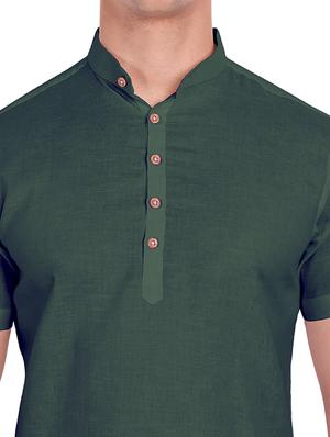 green solid short kurta - 18079865 - Standard Image - 5
