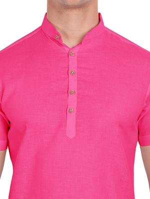 pink solid short kurta - 18079869 - Standard Image - 5