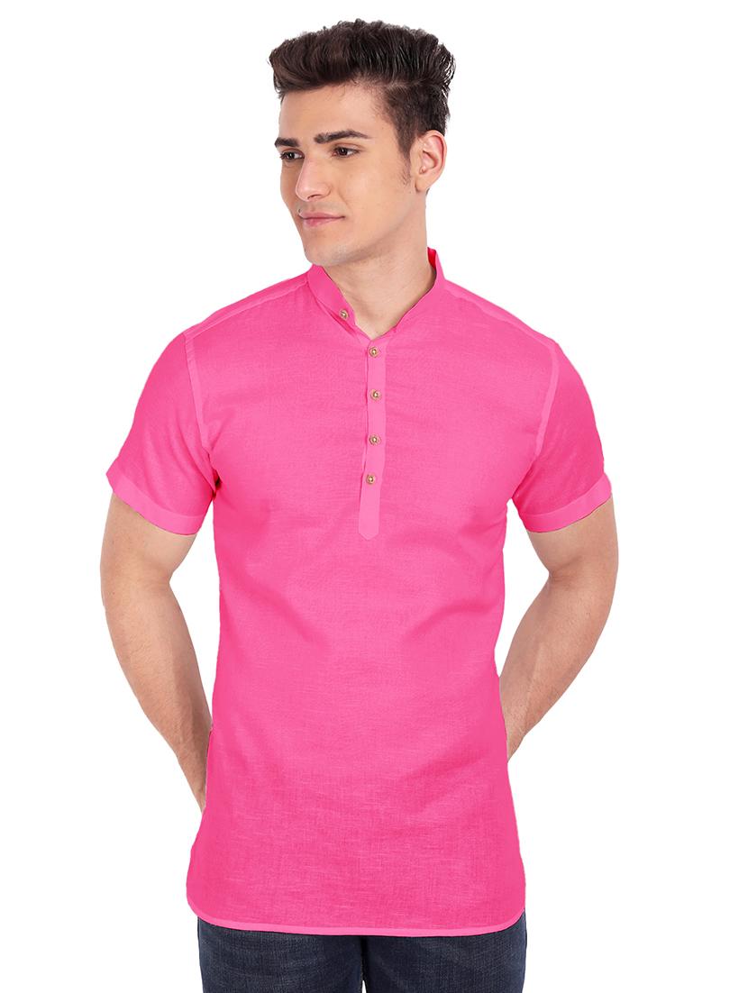 pink solid short kurta - 18079869 - Zoom Image - 1