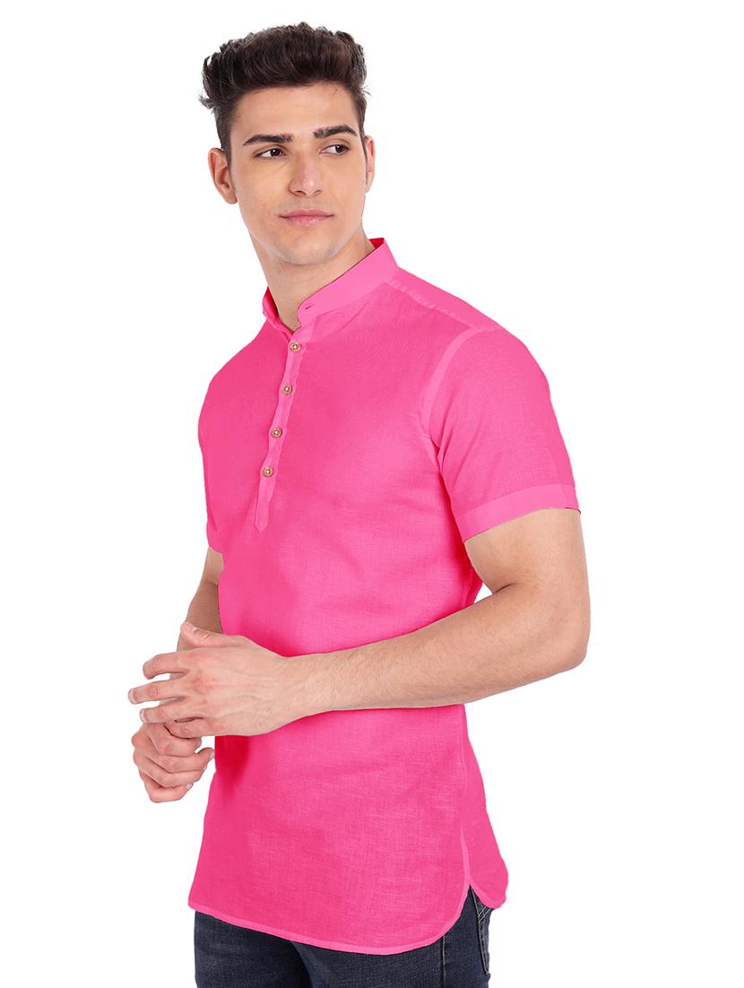 pink solid short kurta - 18079869 - Zoom Image - 2