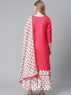 pink cotton kurta sharara set - 18080037 - Standard Image - 3