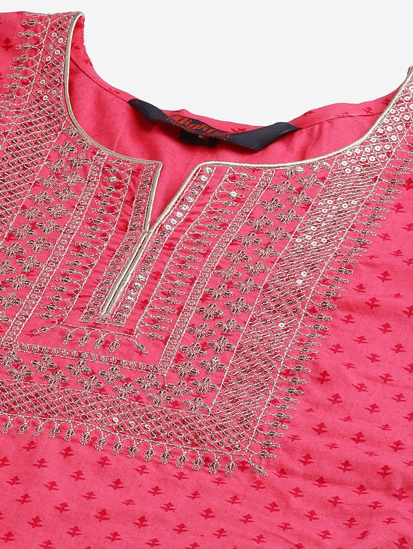 pink cotton kurta sharara set - 18080037 - Zoom Image - 5