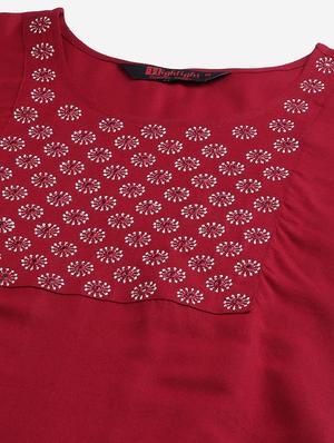 burgundy rayon kurta pant set - 18080066 - Standard Image - 4
