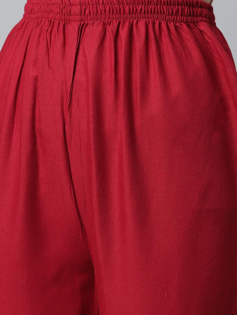 burgundy rayon kurta pant set - 18080066 - Zoom Image - 5