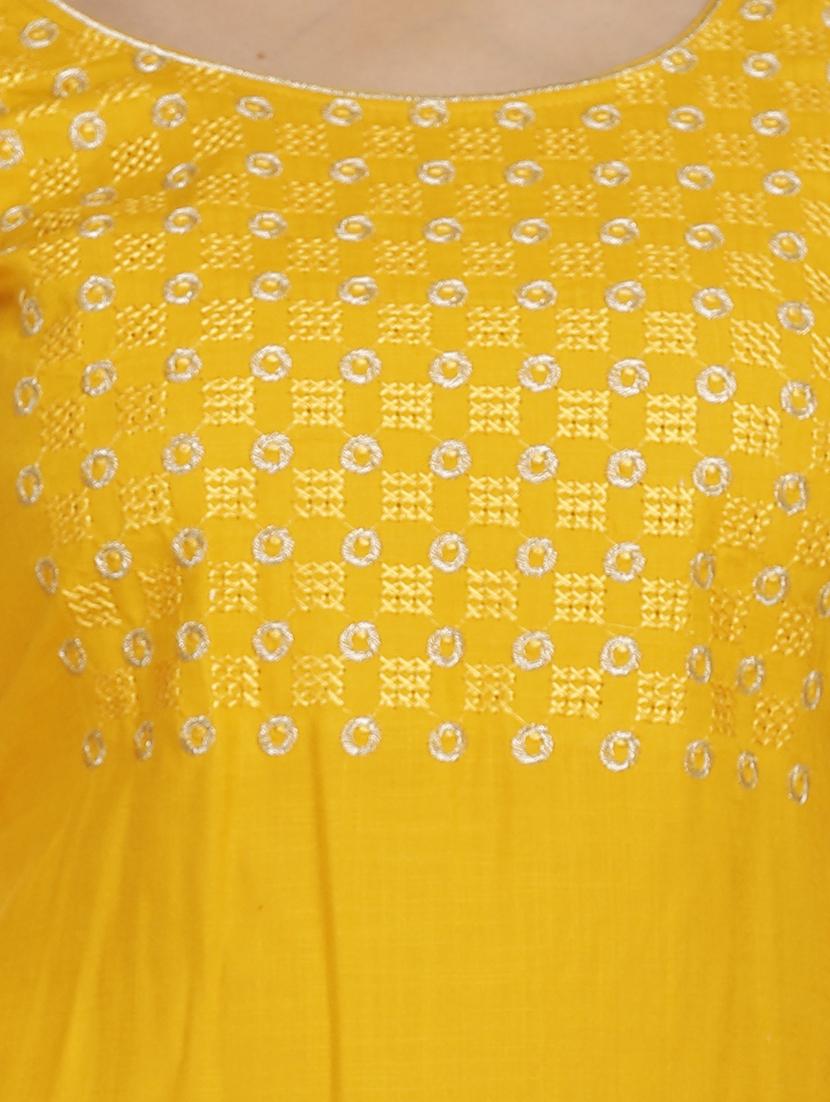 gold rayon kurta pant set - 18080073 - Zoom Image - 4