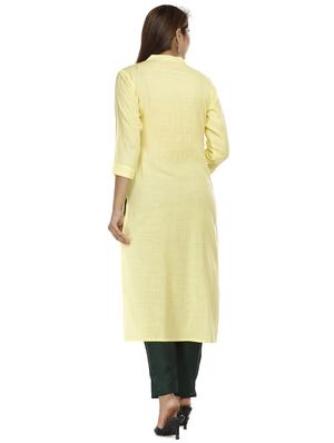 yellow rayon kurta pant set - 18080076 - Standard Image - 3