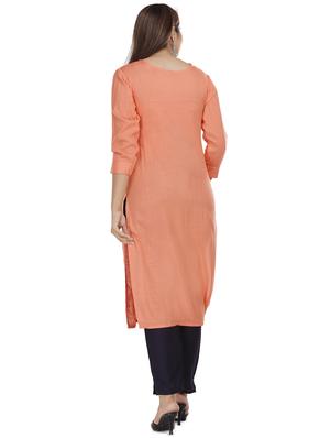 peach rayon kurta pant set - 18080103 - Standard Image - 3