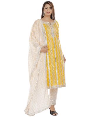 gold cotton kurta pant set - 18080107 - Standard Image - 2
