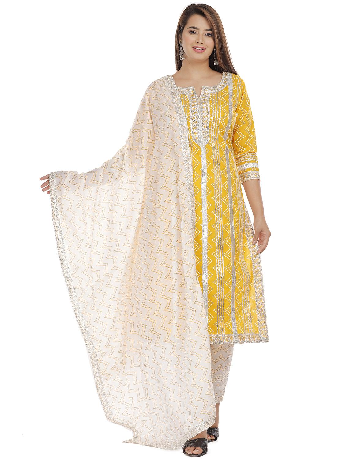 gold cotton kurta pant set - 18080107 - Zoom Image - 1