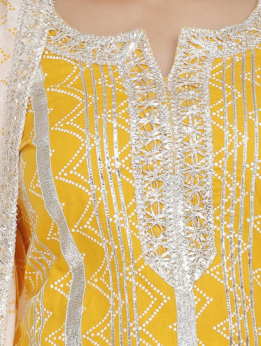 gold cotton kurta pant set - 18080107 - Zoom Image - 4