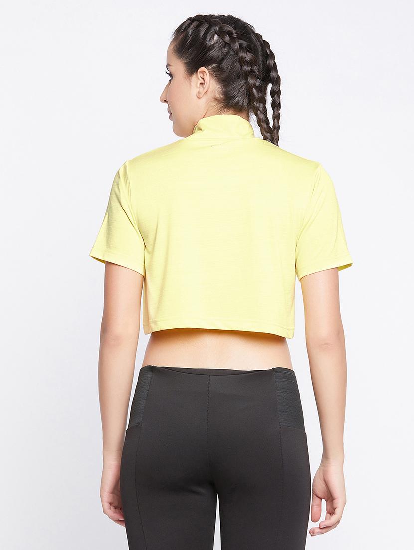 mock neck solid crop top - 18080776 - Zoom Image - 3