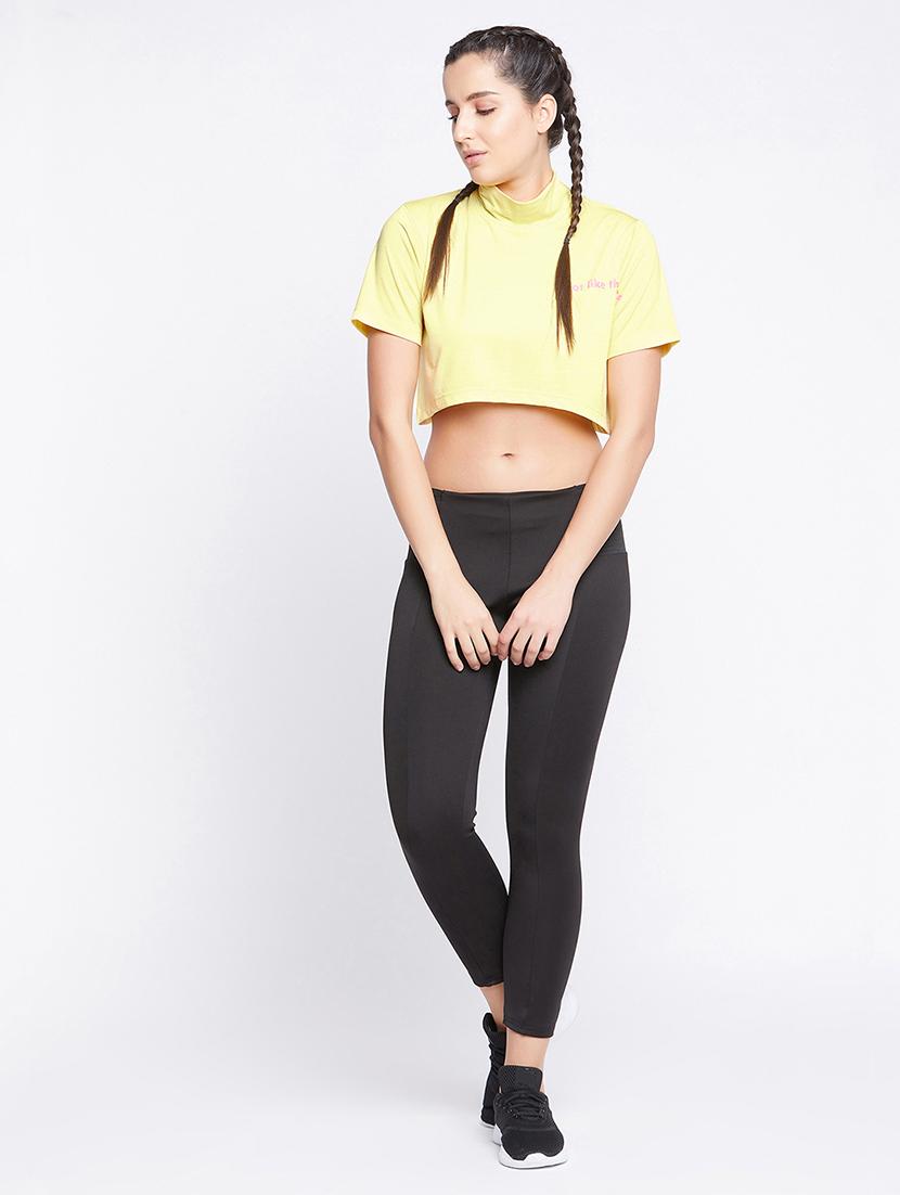 mock neck solid crop top - 18080776 - Zoom Image - 4