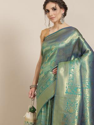 zari work kanjivaram saree with blouse - 18080879 - Standard Image - 3