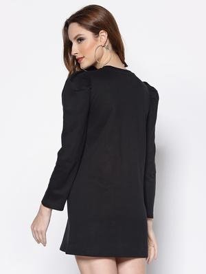 puff sleeved solid bodycon dress - 18081095 - Standard Image - 3