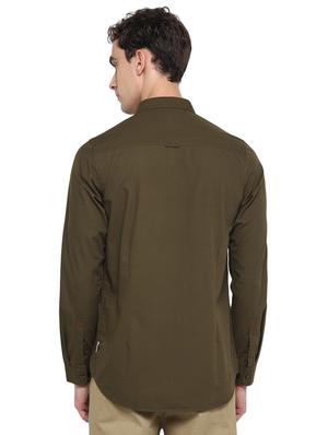 olive solid casual shirt - 18082508 - Standard Image - 3